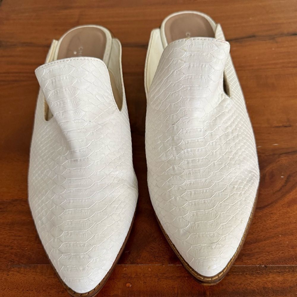 Chinese Laundry White faux Leather Wedge Heel Mule Size 10 US 41 Slip On